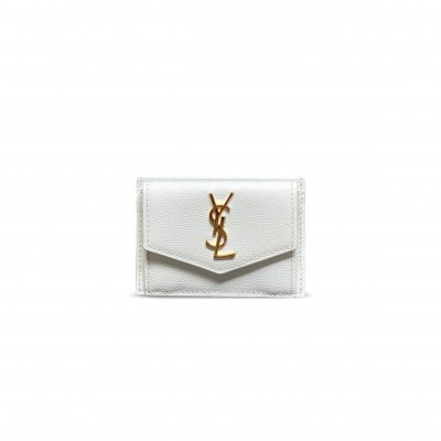 YSL UPTOWN FLAP CARD CASE IN GRAIN DE POUDRE LEATHER 582305 (10.5*7*1.5cm)